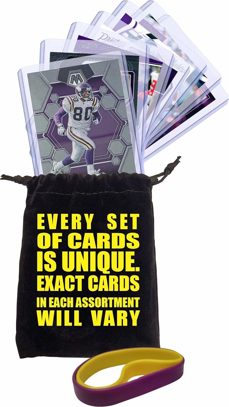 Chaser Minnesota Vikings Cards: J.J. McCarthy, Jordan Addison, Justin Jefferson, Harrison Smith, Aaron Jones, T.J. Hockenson, Adrian Peterson, Cris Carter, Randy Moss, and Jonathan Greenard ASSORTED Football Stars & GOATs Trading Card & Wristbands Gift Pack - Image 4